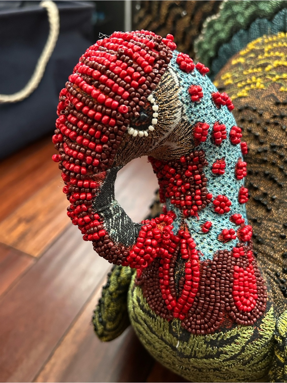 John Derian Beaded Turkey Pillow, NWT, 16 inches x 16 inches x 13 inches - Picture 4 of 8
